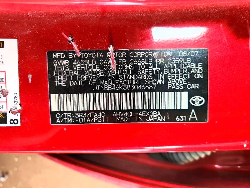 Продаж на аукціоні авто 2008 Toyota Camry, vin: JTNBB46K383046687, номер лоту: 67556016
