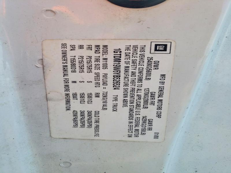 2000 Gmc Safari მანქანა იყიდება აუქციონზე, vin: 1GTDM19W6YB526524, აუქციონის ნომერი: 63855626