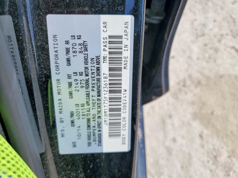 2015 Mazda 3 მანქანა იყიდება აუქციონზე, vin: JM1BM1T75F1236187, აუქციონის ნომერი: 64030166