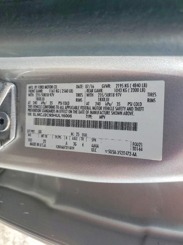 Продажа на аукционе авто 2017 Lincoln Mkc, vin: 5LMCJ2C95HUL16006, номер лота: 64018536