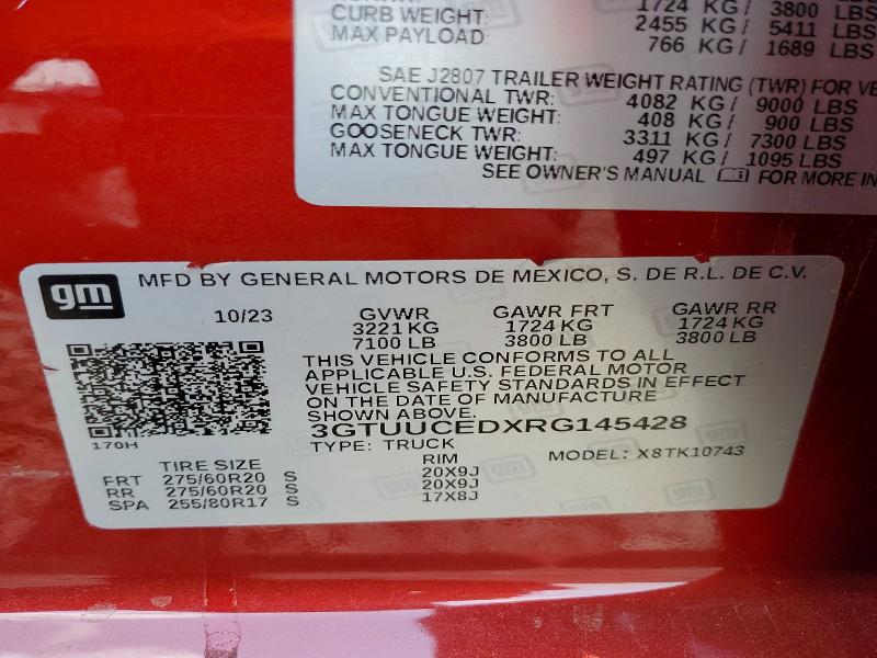 Продаж на аукціоні авто 2024 Gmc Sierra, vin: 3GTUUCEDXRG145428, номер лоту: 65119766