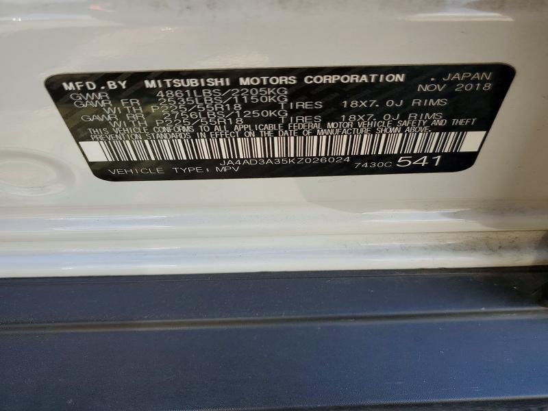 Продажа на аукционе авто 2019 Mitsubishi Outlander, vin: JA4AD3A35KZ026024, номер лота: 65504206