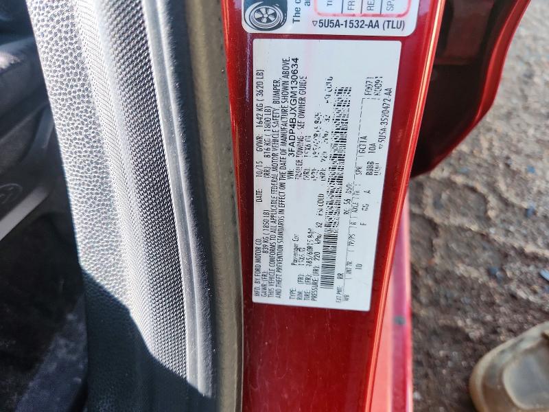 Auction sale of the 2016 Ford Fiesta, vin: 3FADP4BJXGM130634, lot number: 65552996