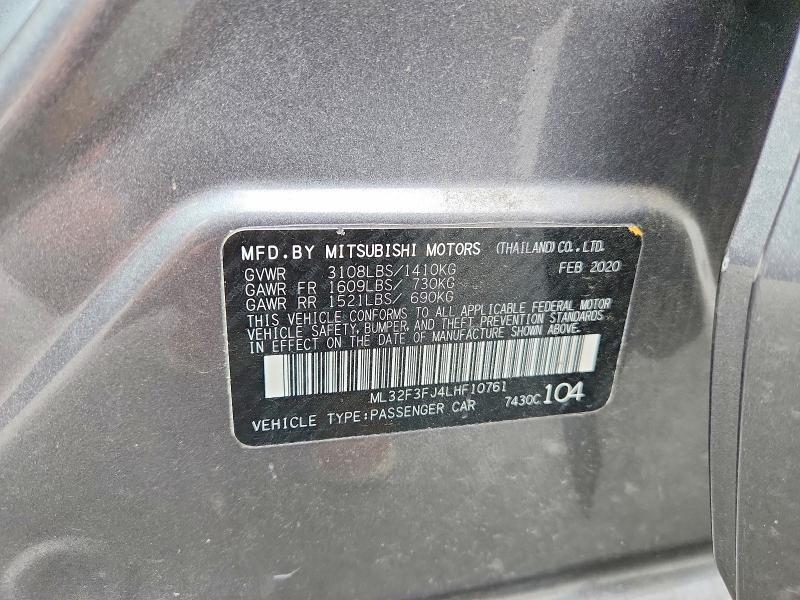 2020 Mitsubishi Mirage მანქანა იყიდება აუქციონზე, vin: ML32F3FJ4LHF10761, აუქციონის ნომერი: 64114606