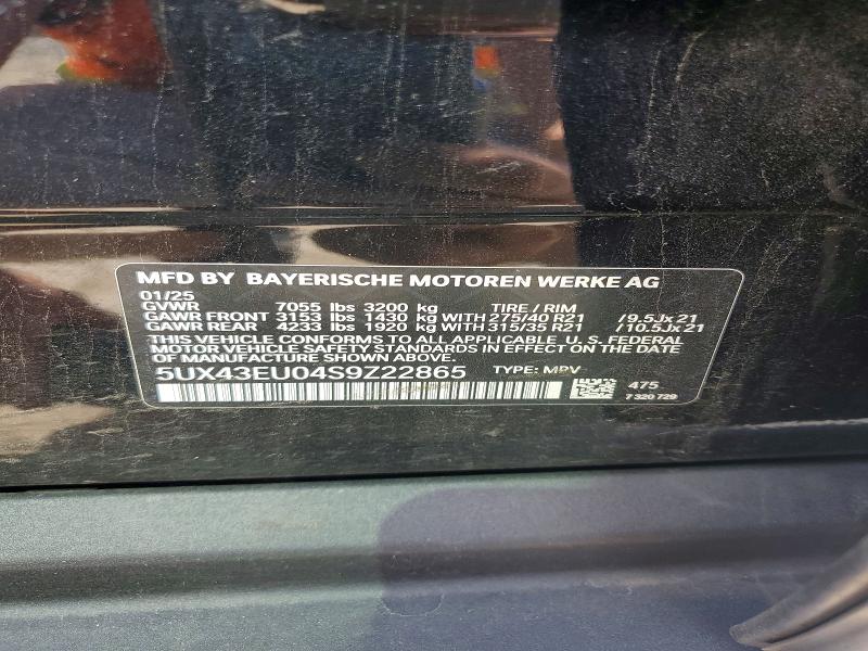 Aukcja sprzedaży 2025 Bmw X5, vin: 5UX43EU04S9Z22865, numer aukcji: 62521886