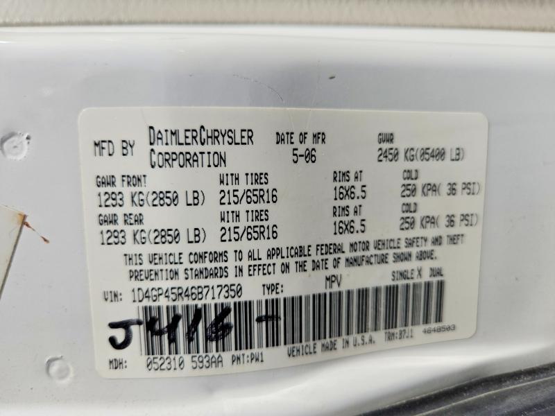 66041166 :رقم المزاد ، 1D4GP45R46B717350 vin ، 2006 Dodge Caravan مزاد بيع