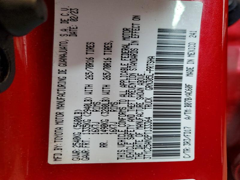 64575536 :رقم المزاد ، 3TYCZ5AN2PT133364 vin ، 2023 Toyota Tacoma مزاد بيع