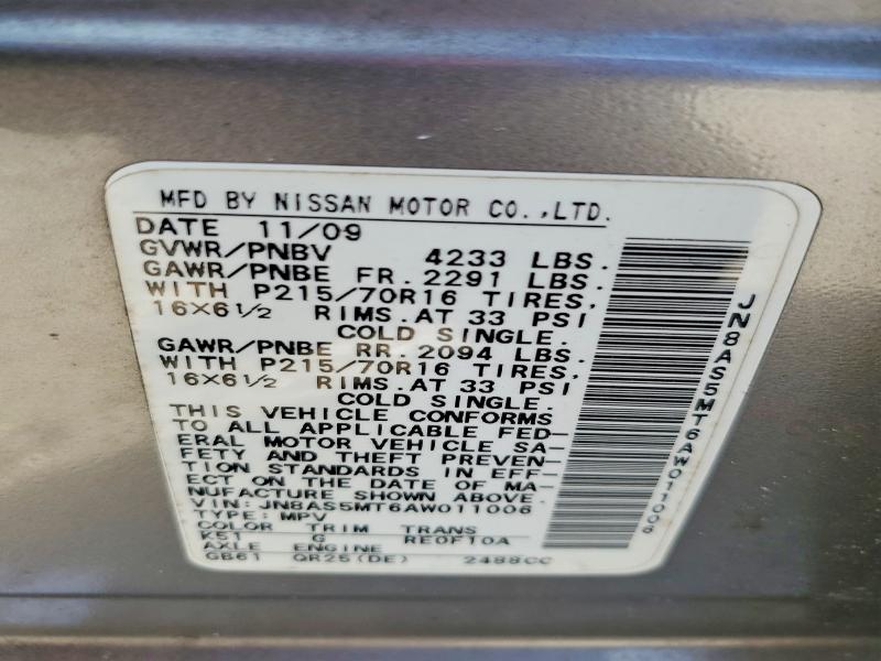 Aukcja sprzedaży 2010 Nissan Rogue, vin: JN8AS5MT6AW011006, numer aukcji: 66921056