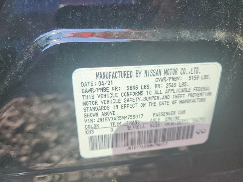 Продажа на аукционе авто 2021 Infiniti Q50, vin: JN1EV7AR5MM756017, номер лота: 63793916