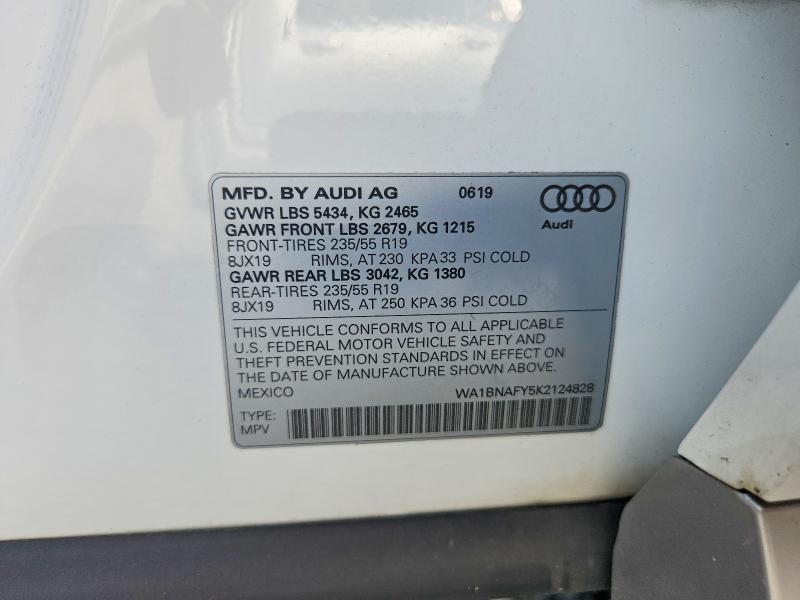 Aukcja sprzedaży 2019 Audi Q5, vin: WA1BNAFY5K2124828, numer aukcji: 64742686
