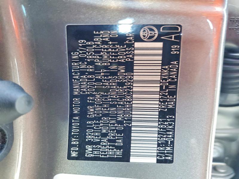 Aukcja sprzedaży 2019 Toyota Corolla, vin: 2T1BURHE8KC239290, numer aukcji: 65863386