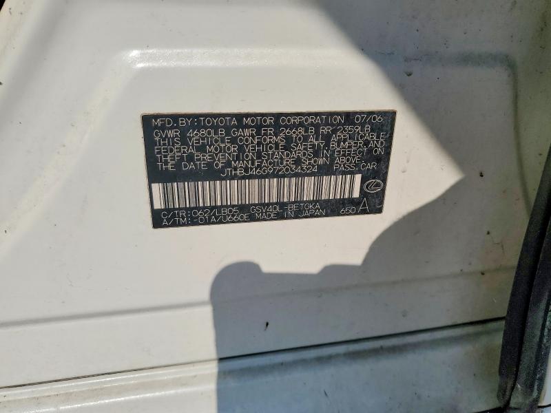 Aukcja sprzedaży 2007 Lexus Es, vin: JTHBJ46G972034324, numer aukcji: 66481706