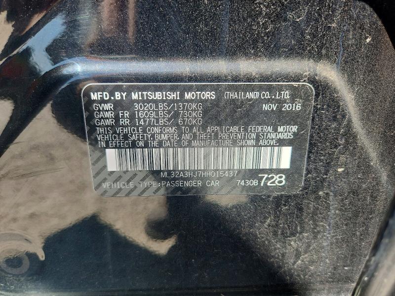 Продаж на аукціоні авто 2017 Mitsubishi Mirage, vin: ML32A3HJ7HH015437, номер лоту: 65044646