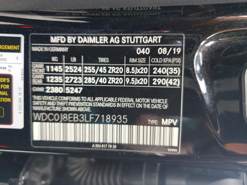 65570306 :رقم المزاد ، WDC0J8EB3LF718935 vin ، 2020 Mercedes-benz Glc Coupe مزاد بيع