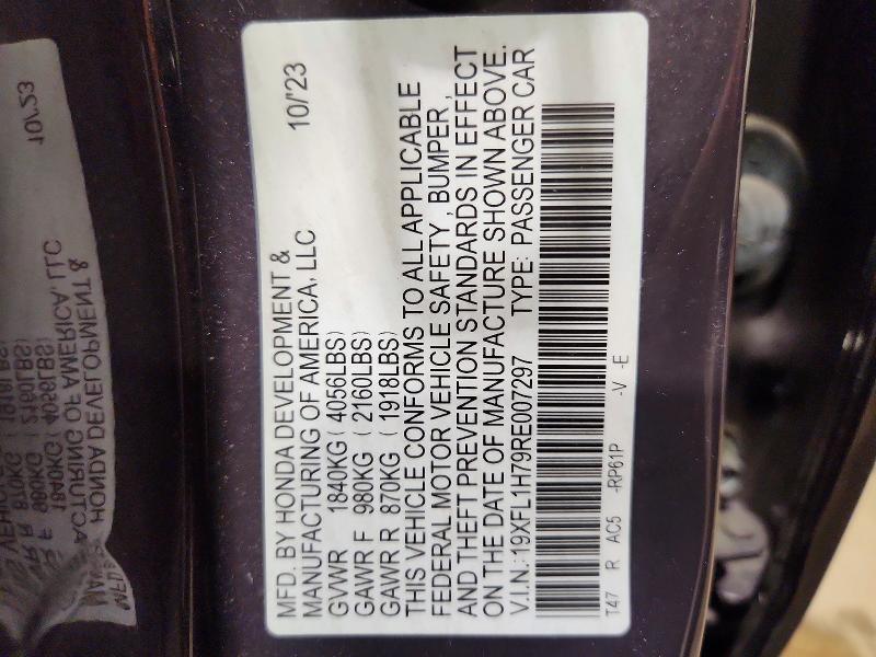 Продажа на аукционе авто 2024 Honda Civic, vin: 19XFL1H79RE007297, номер лота: 65702656