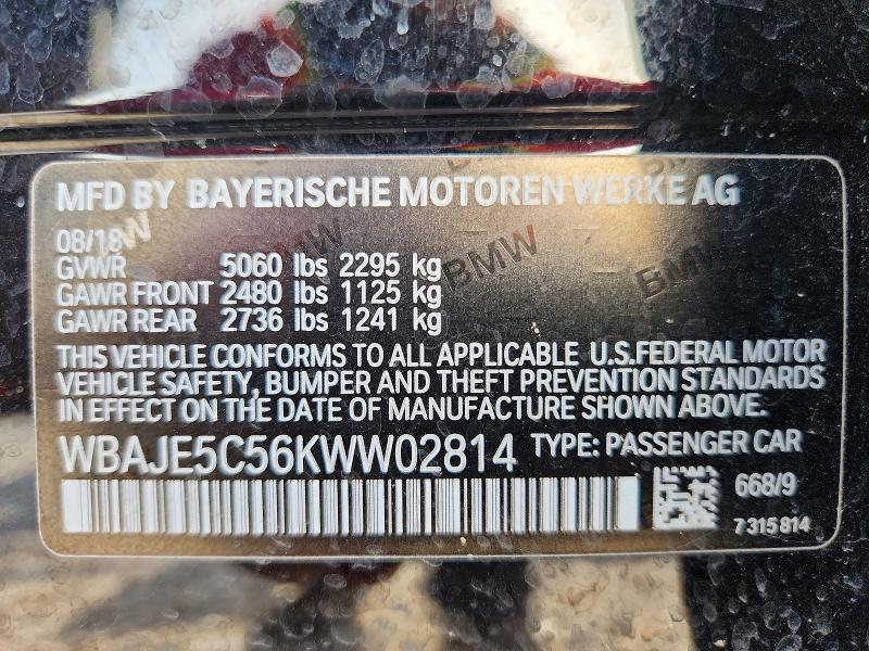 Aukcja sprzedaży 2019 Bmw 540, vin: WBAJE5C56KWW02814, numer aukcji: 65194226
