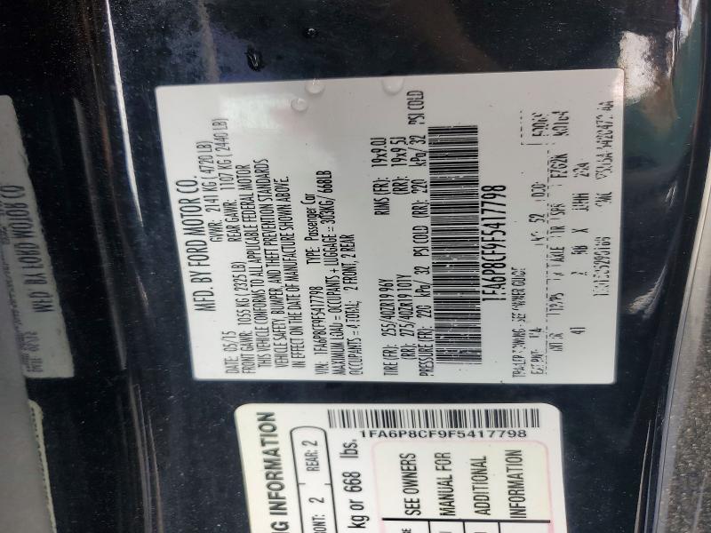 Aukcja sprzedaży 2015 Ford Mustang, vin: 1FA6P8CF9F5417798, numer aukcji: 63948526