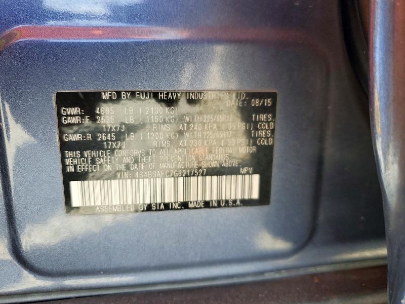 65053316 :رقم المزاد ، 4S4BSAFC7G3217527 vin ، 2016 Subaru Outback مزاد بيع