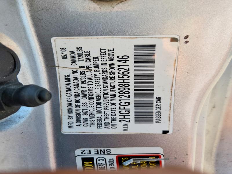 64293976 :رقم المزاد ، 2HGFG12898H562146 vin ، 2008 Honda Civic مزاد بيع