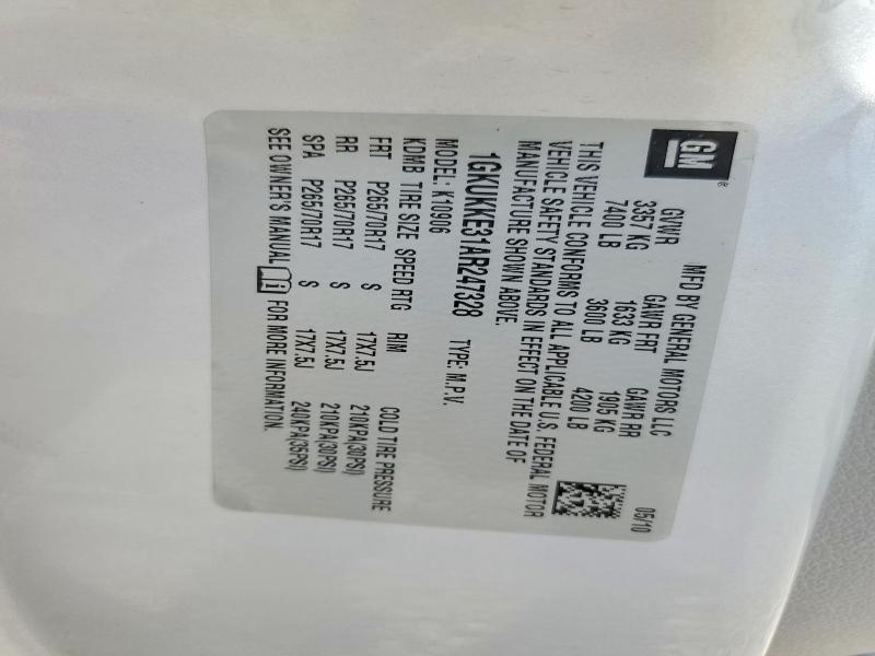 Продаж на аукціоні авто 2010 Gmc Yukon Xl, vin: 1GKUKKE31AR247328, номер лоту: 65725046