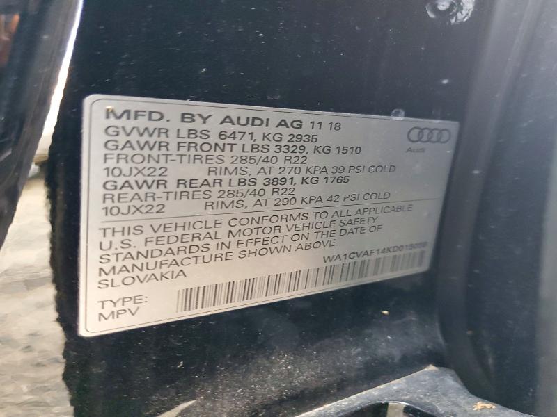 Продажа на аукционе авто 2019 Audi Q8, vin: WA1CVAF14KD015059, номер лота: 63427716