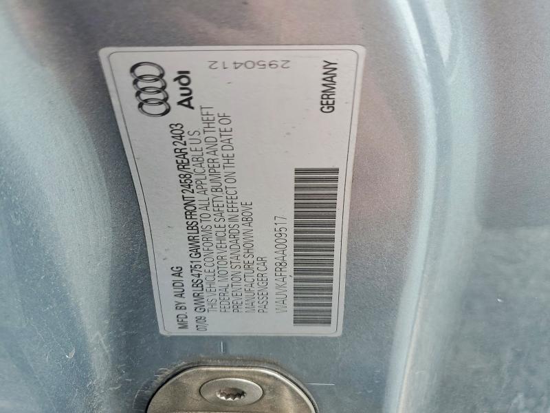 64909136 :رقم المزاد ، WAUVKAFR8AA009517 vin ، 2010 Audi A5 مزاد بيع