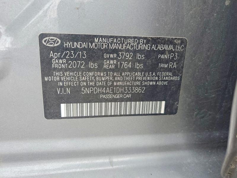 2013 Hyundai Elantra მანქანა იყიდება აუქციონზე, vin: 5NPDH4AE1DH333862, აუქციონის ნომერი: 65013976