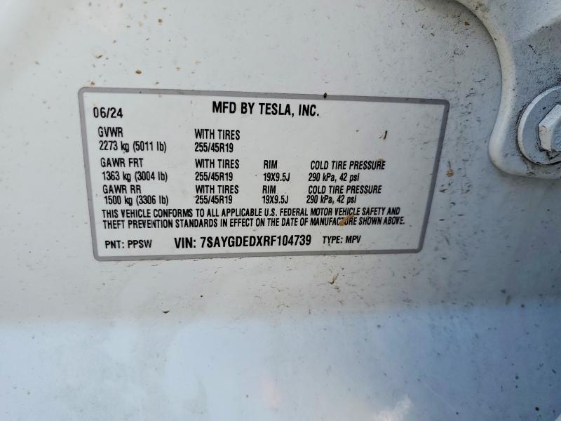 Продажа на аукционе авто 2024 Tesla Model Y, vin: 7SAYGDEDXRF104739, номер лота: 66227506