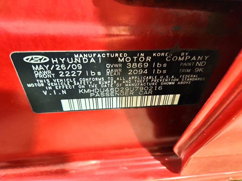 2009 Hyundai Elantra მანქანა იყიდება აუქციონზე, vin: KMHDU46D29U790216, აუქციონის ნომერი: 64107536