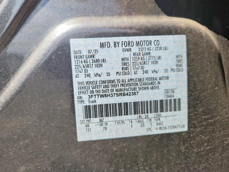 2025 Ford Maverick მანქანა იყიდება აუქციონზე, vin: 3FTTW8H37SRB42387, აუქციონის ნომერი: 67163706