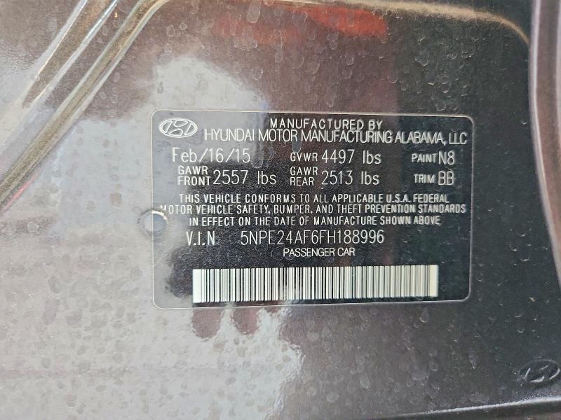 2015 Hyundai Sonata მანქანა იყიდება აუქციონზე, vin: 5NPE24AF6FH188996, აუქციონის ნომერი: 64436746