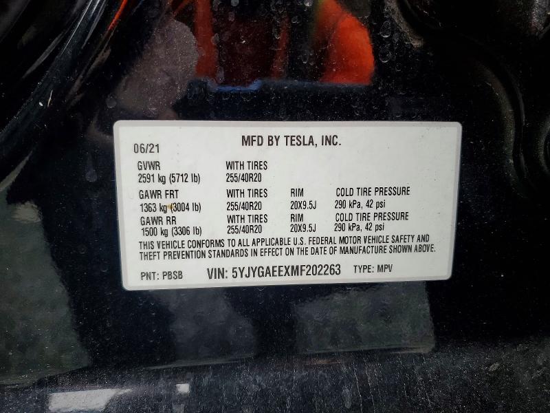 Aukcja sprzedaży 2021 Tesla Model Y, vin: 5YJYGAEEXMF202263, numer aukcji: 63713096