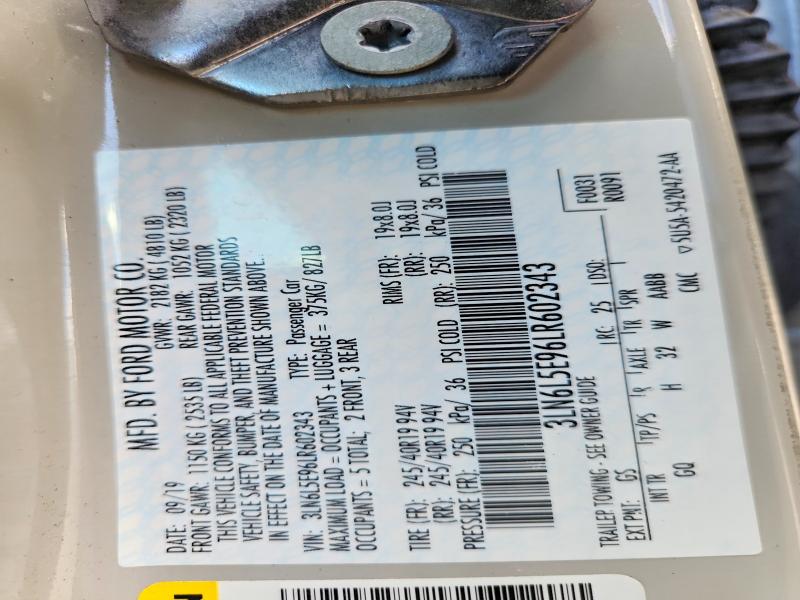 63729206 :رقم المزاد ، 3LN6L5E96LR602343 vin ، 2020 Lincoln Mkz مزاد بيع