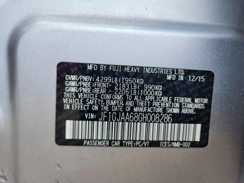 Продажа на аукционе авто 2016 Subaru Impreza, vin: JF1GJAA68GH008286, номер лота: 65479866