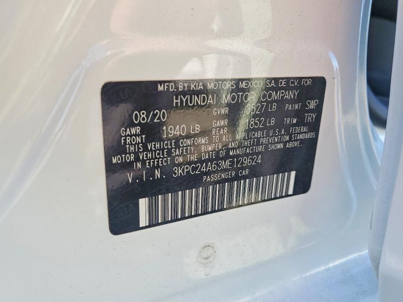Aukcja sprzedaży 2021 Hyundai Accent, vin: 3KPC24A63ME129624, numer aukcji: 65723766