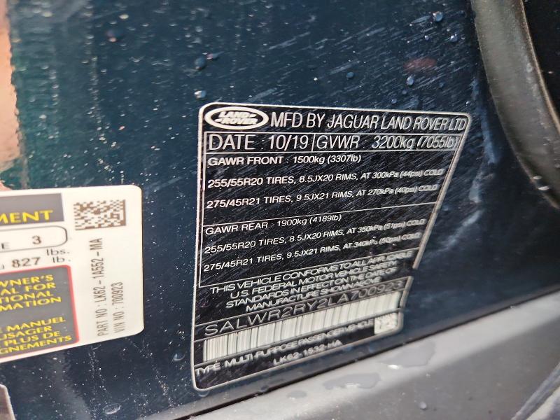 Продаж на аукціоні авто 2020 Land Rover Range Rover Sport, vin: SALWR2RY2LA700923, номер лоту: 63816986
