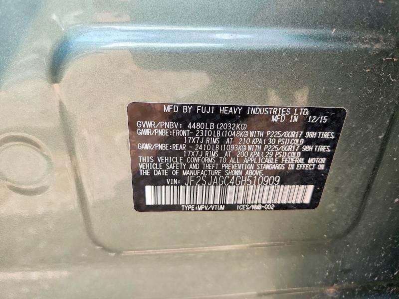 Aukcja sprzedaży 2016 Subaru Forester, vin: JF2SJAGC4GH510909, numer aukcji: 65350196