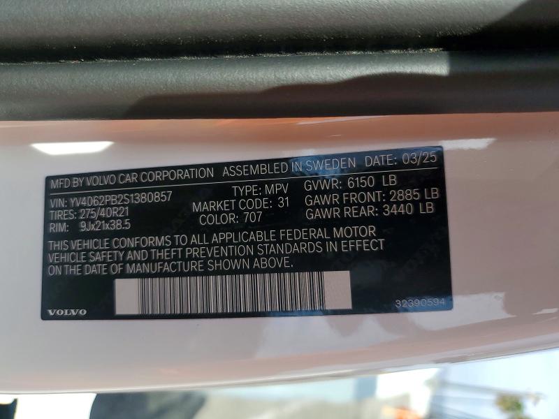 Aukcja sprzedaży 2025 Volvo Xc90, vin: YV4062PB2S1380857, numer aukcji: 65028156