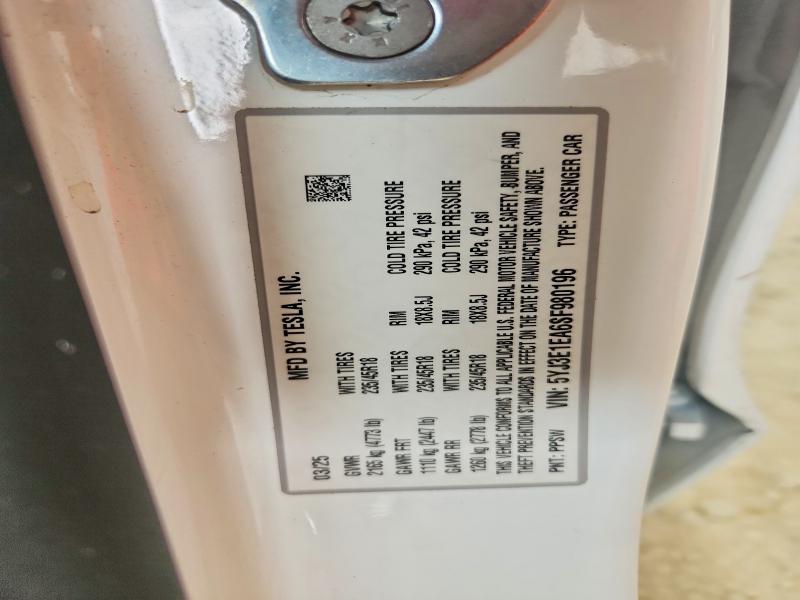 Продаж на аукціоні авто 2025 Tesla Model 3, vin: 5YJ3E1EA6SF980196, номер лоту: 66613926