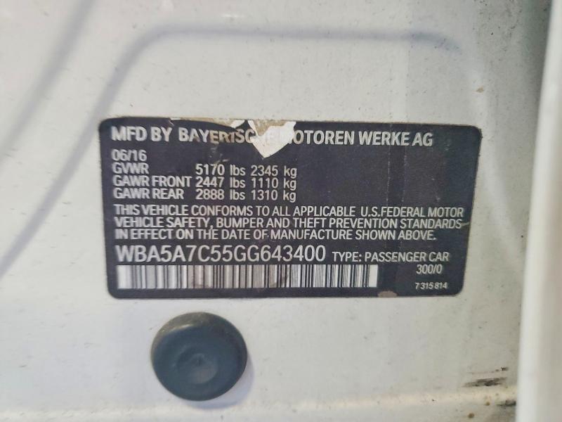 Aukcja sprzedaży 2016 Bmw 528, vin: WBA5A7C55GG643400, numer aukcji: 63602716