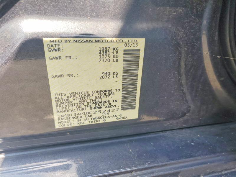 2013 Nissan Altima მანქანა იყიდება აუქციონზე, vin: 1N4BL3AP1DC252427, აუქციონის ნომერი: 63184446