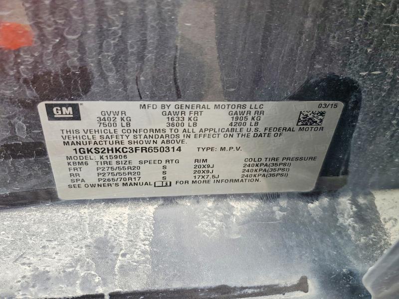 Aukcja sprzedaży 2015 Gmc Yukon Xl, vin: 1GKS2HKC3FR650314, numer aukcji: 62219956