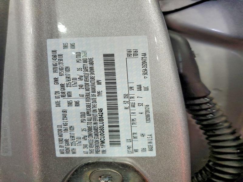 64493676 :رقم المزاد ، 1FMCU0G60LUB84246 vin ، 2020 Ford Escape مزاد بيع