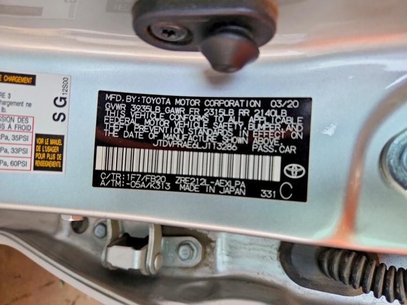 Продаж на аукціоні авто 2020 Toyota Corolla, vin: JTDVPRAE6LJ113286, номер лоту: 64419676