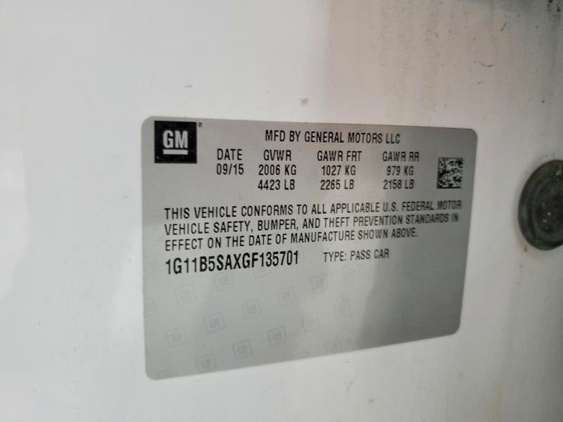 Aukcja sprzedaży 2016 Chevrolet Malibu Limited, vin: 1G11B5SAXGF135701, numer aukcji: 63656006