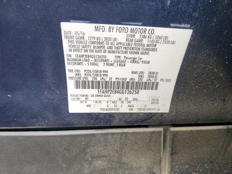 Aukcja sprzedaży 2016 Ford Taurus, vin: 1FAHP2E84GG126250, numer aukcji: 66649566