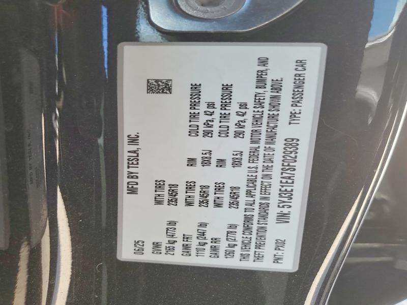 Продажа на аукционе авто 2025 Tesla Model 3, vin: 5YJ3E1EA7SF029389, номер лота: 65591066