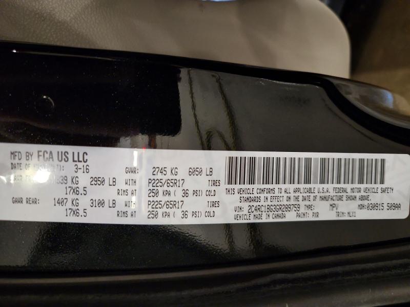 Продажа на аукционе авто 2016 Chrysler Town & Country, vin: 2C4RC1BG3GR289759, номер лота: 63622446