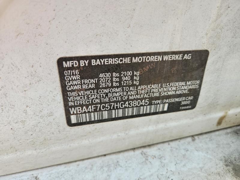2017 Bmw 430i მანქანა იყიდება აუქციონზე, vin: WBA4F7C57HG438045, აუქციონის ნომერი: 64217276