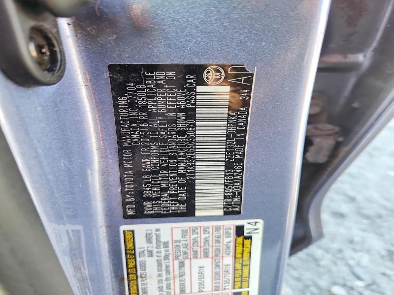 65593496 :رقم المزاد ، 2T1KR32E65C350870 vin ، 2005 Toyota Matrix مزاد بيع